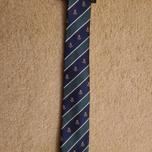 Premium tie - Stripes - Green and blue with logo - Picture 3 of 3